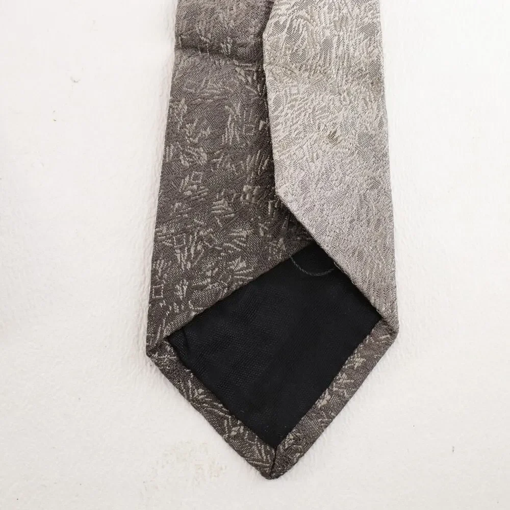 Lilly Dache Marv Miller Tie Mens 56 in Silk Gray Ombre Abstract Geo Floral Wide